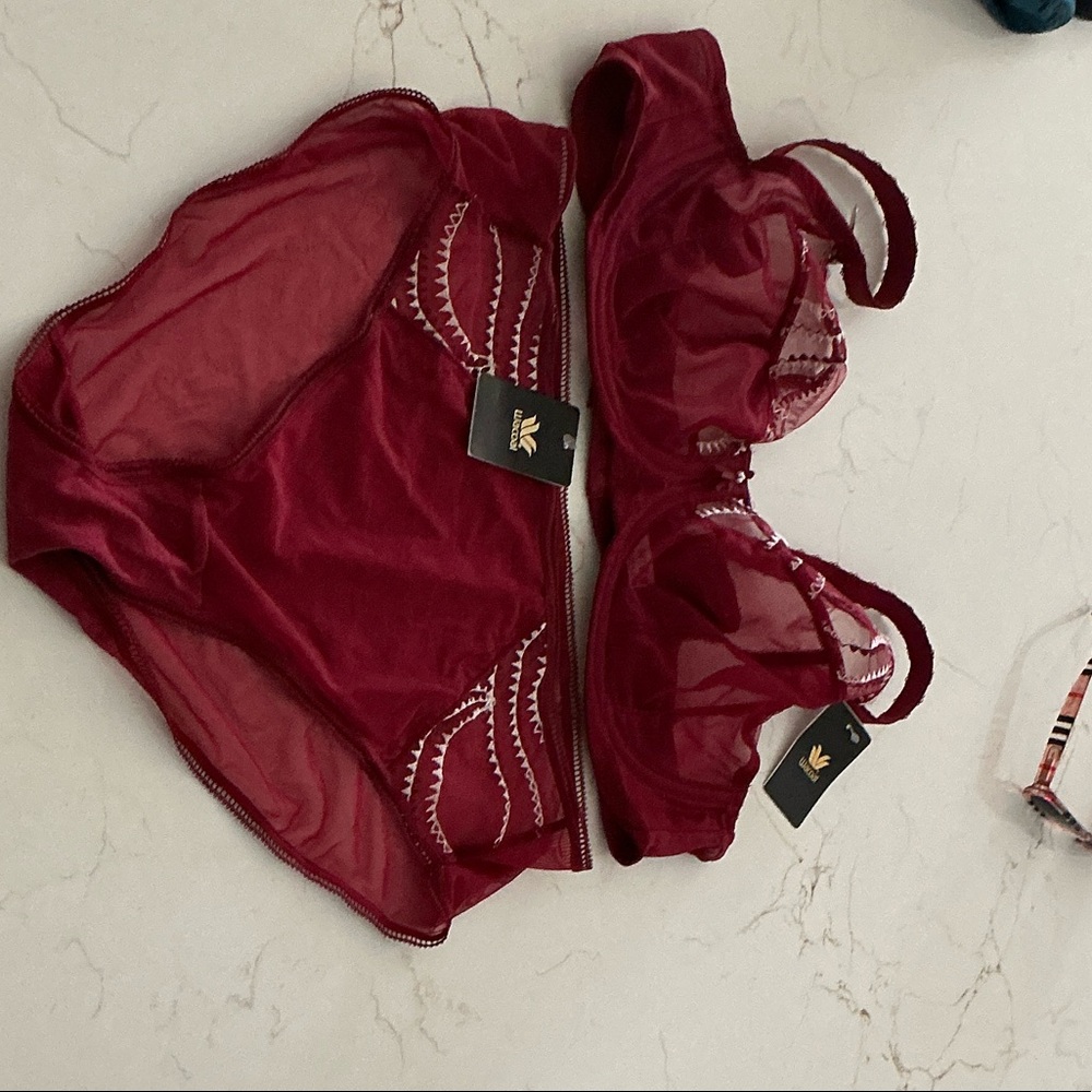 Wacoal Burgundy NWT 40D BRA and NWT Panty L Large